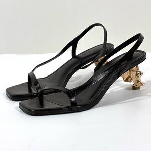 cult gaia Black Leather Slingback Sandals